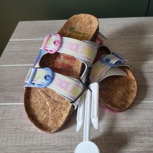 Justice Girls Slip On Footbed Sandals Slides Size 2‎ New